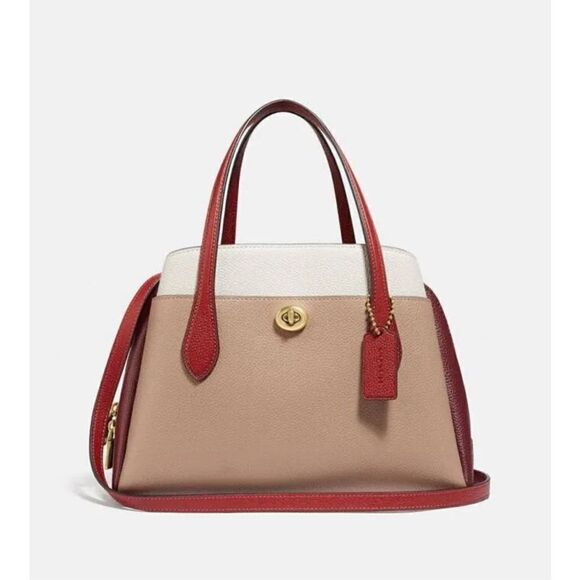 🔥🌺NWT! | Coach Lora 30 Satchel Handbag Colorblock Pebble Leather Msrp:$325.00 - Picture 4 of 8